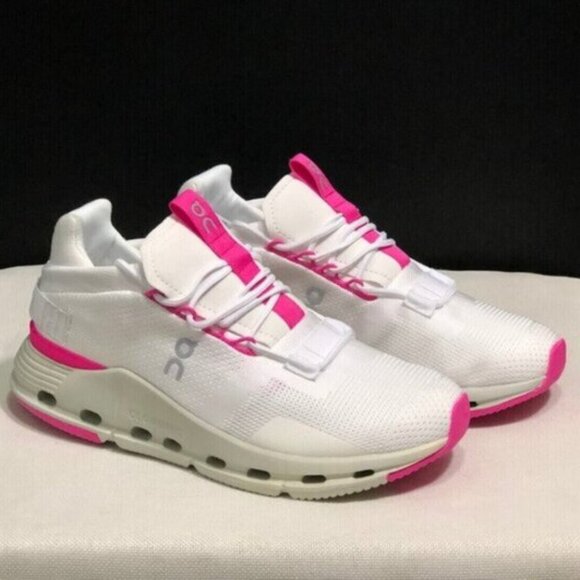 On Cloud Cloudnova White/“Barbie” Pink Running Shoes - Picture 1 of 5